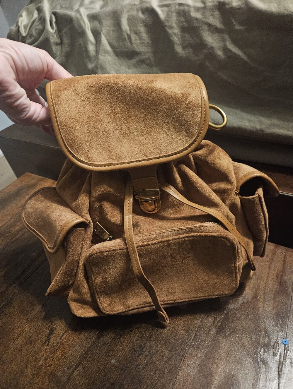 Steve Madden faux-suede utility mini backpack